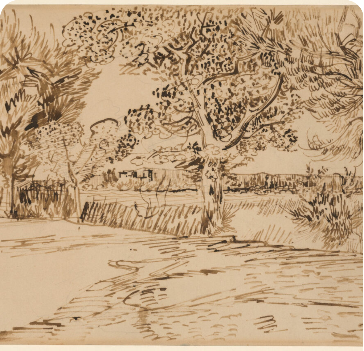 Ink landscape drawing