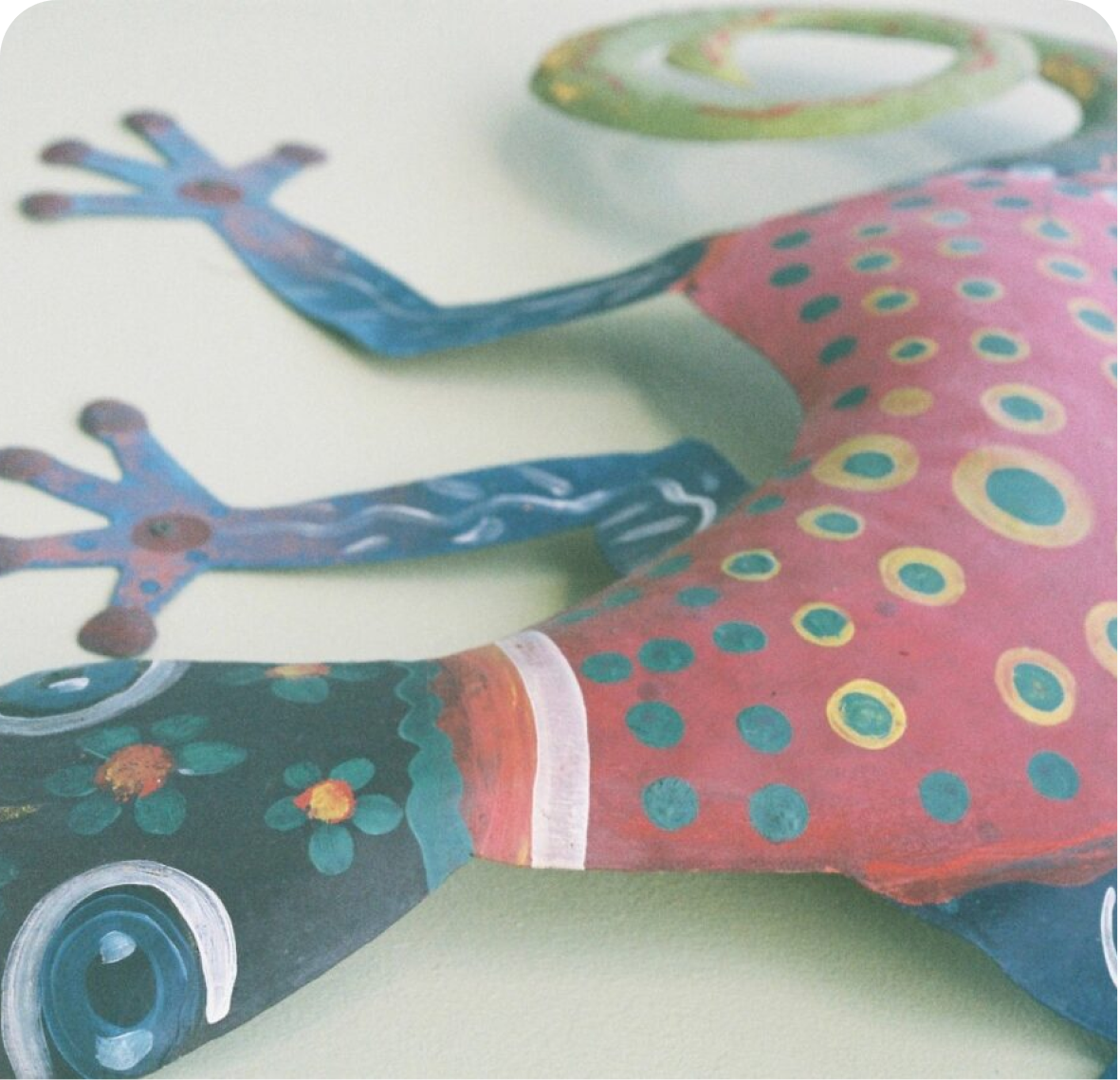 Colourful hand-painted sculptural figure