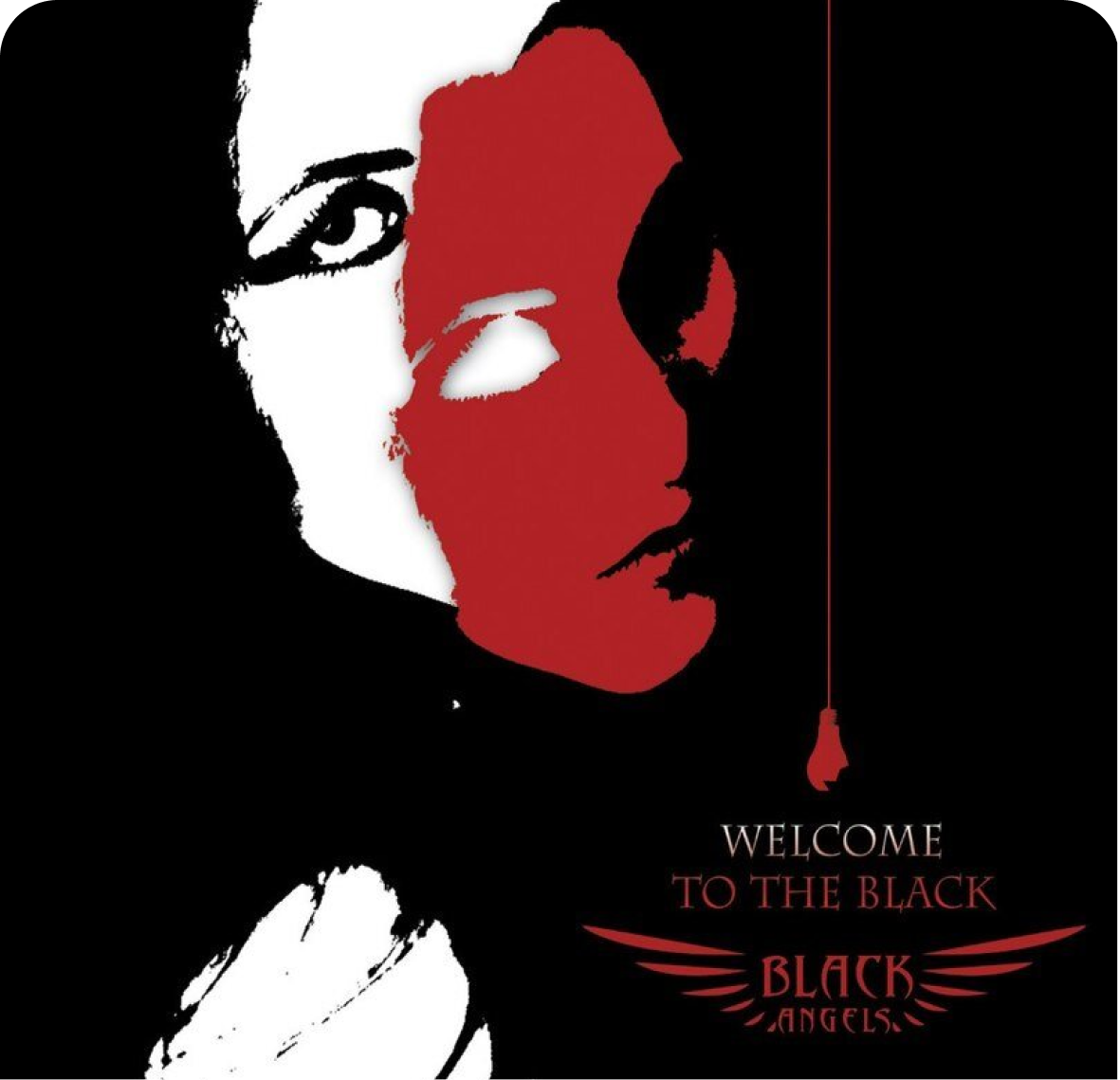 High-contrast red, black and white portrait artwork